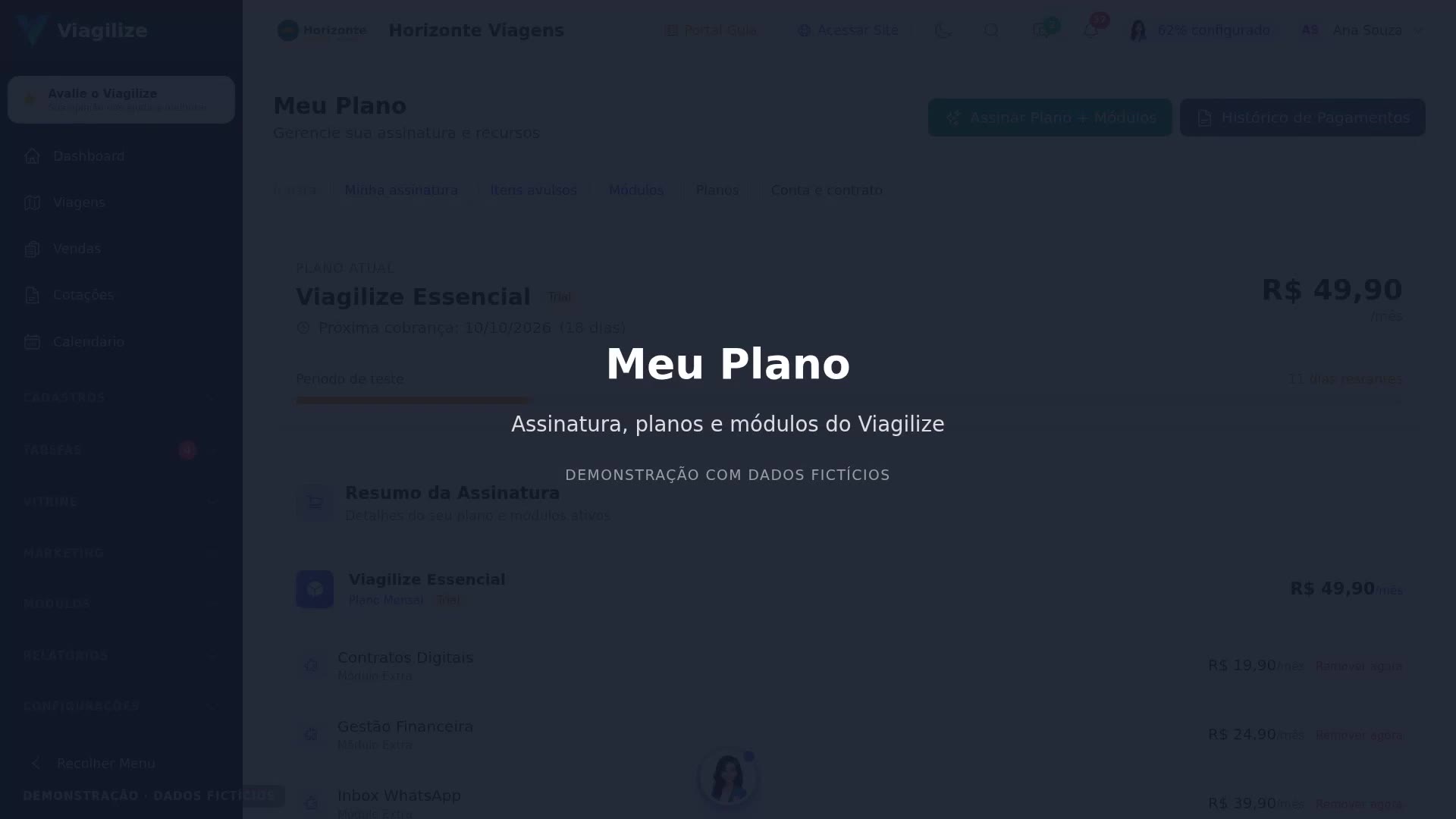 Meu Plano: assinatura, planos e módulos