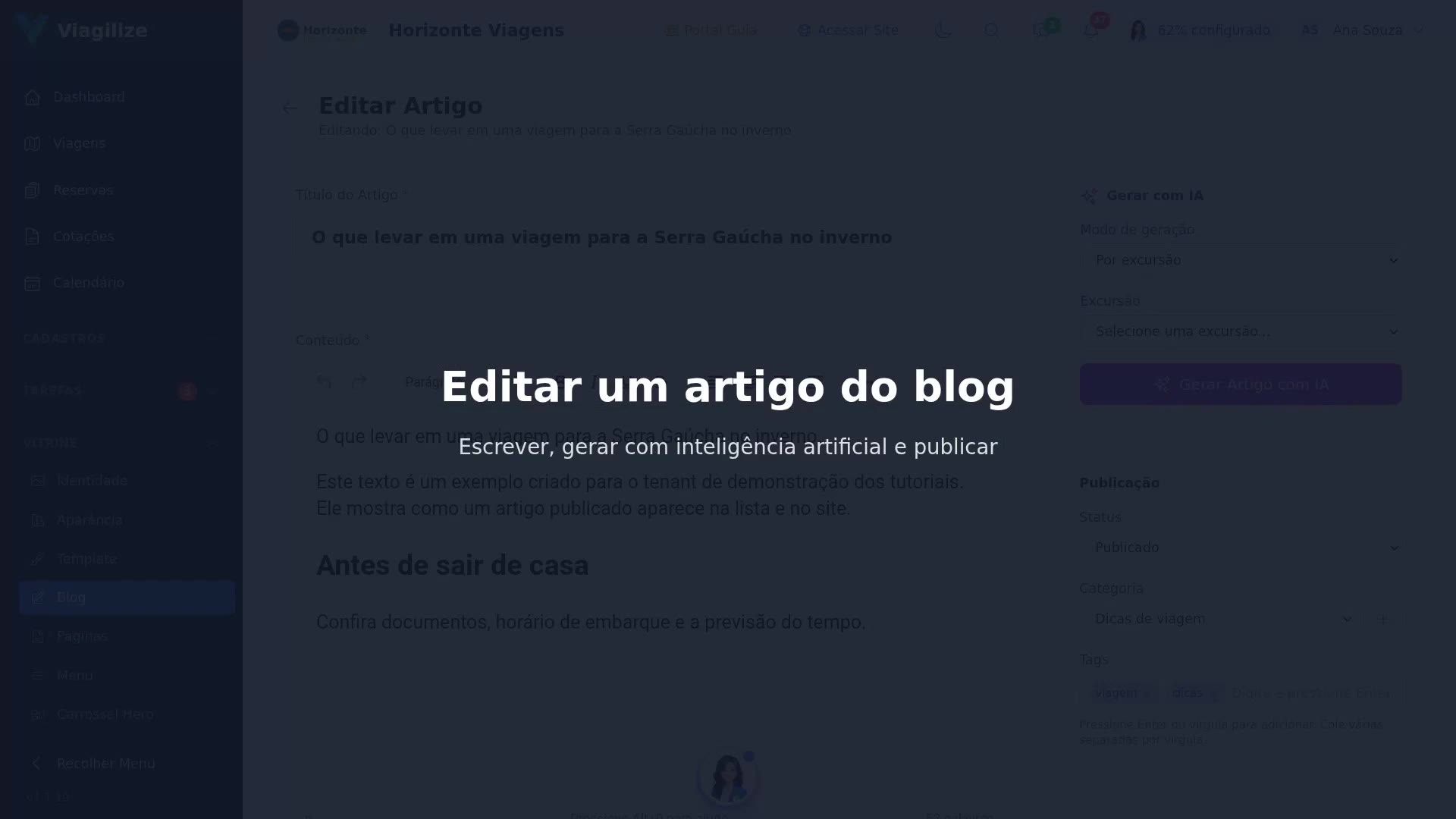 Editar um artigo do blog