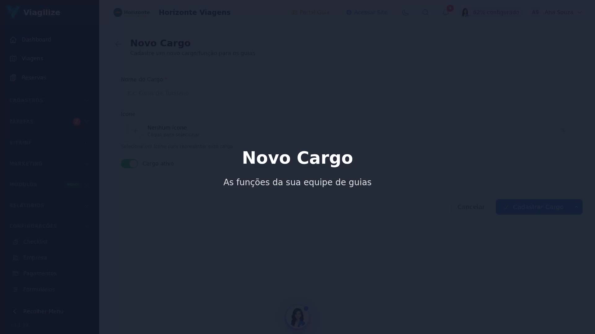 Cadastrar um cargo para os guias
