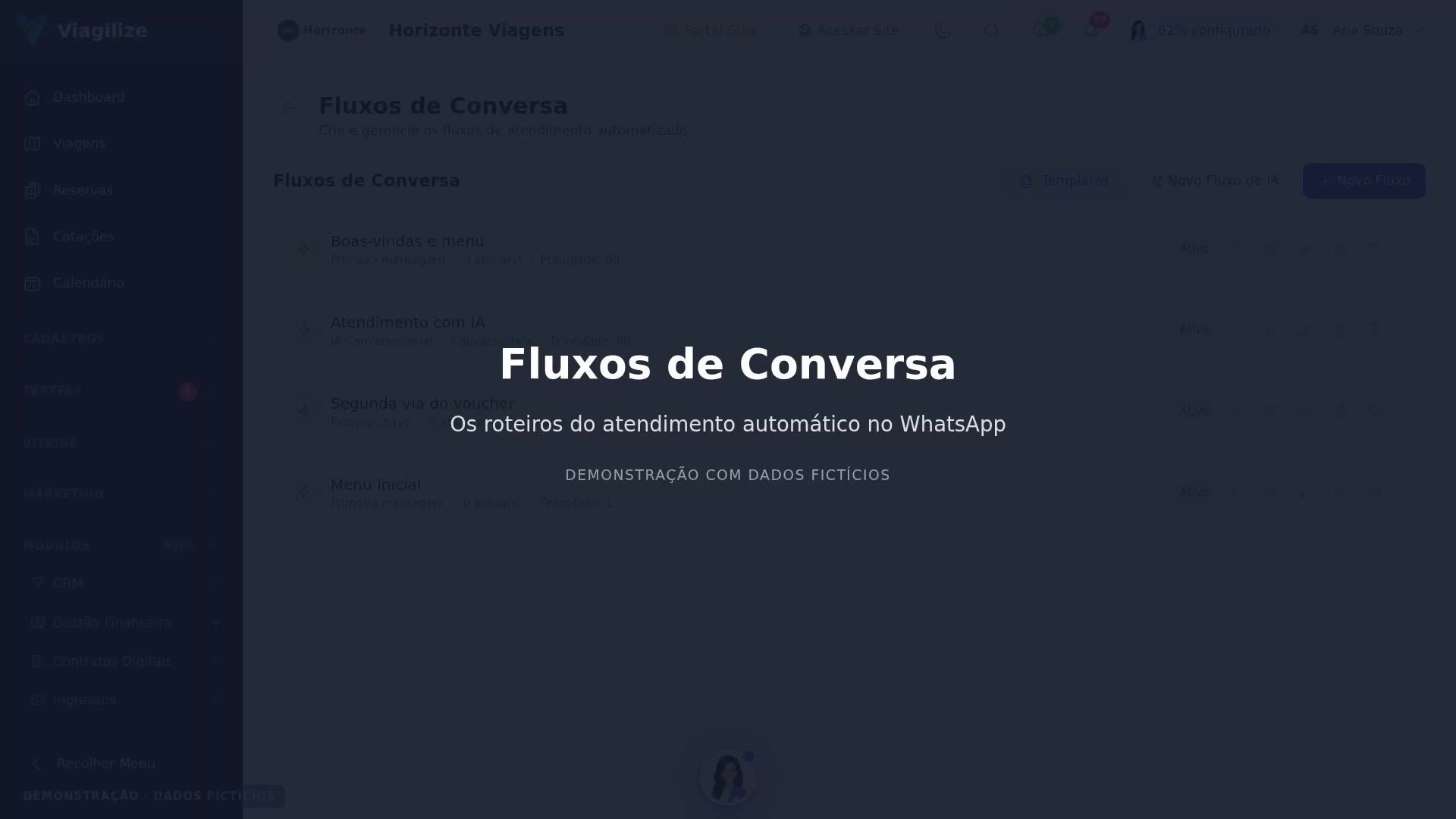 Fluxos de Conversa do chatbot do WhatsApp