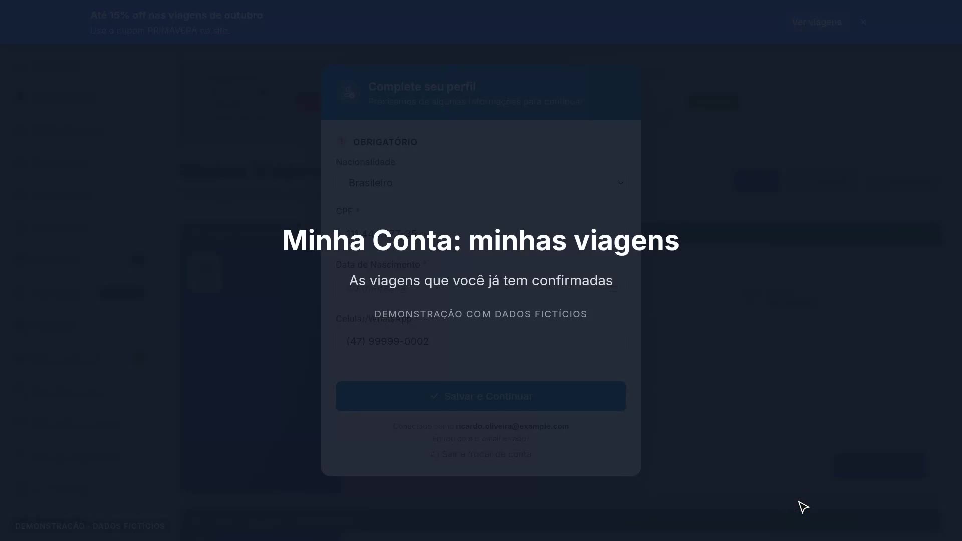 Minha Conta: minhas viagens