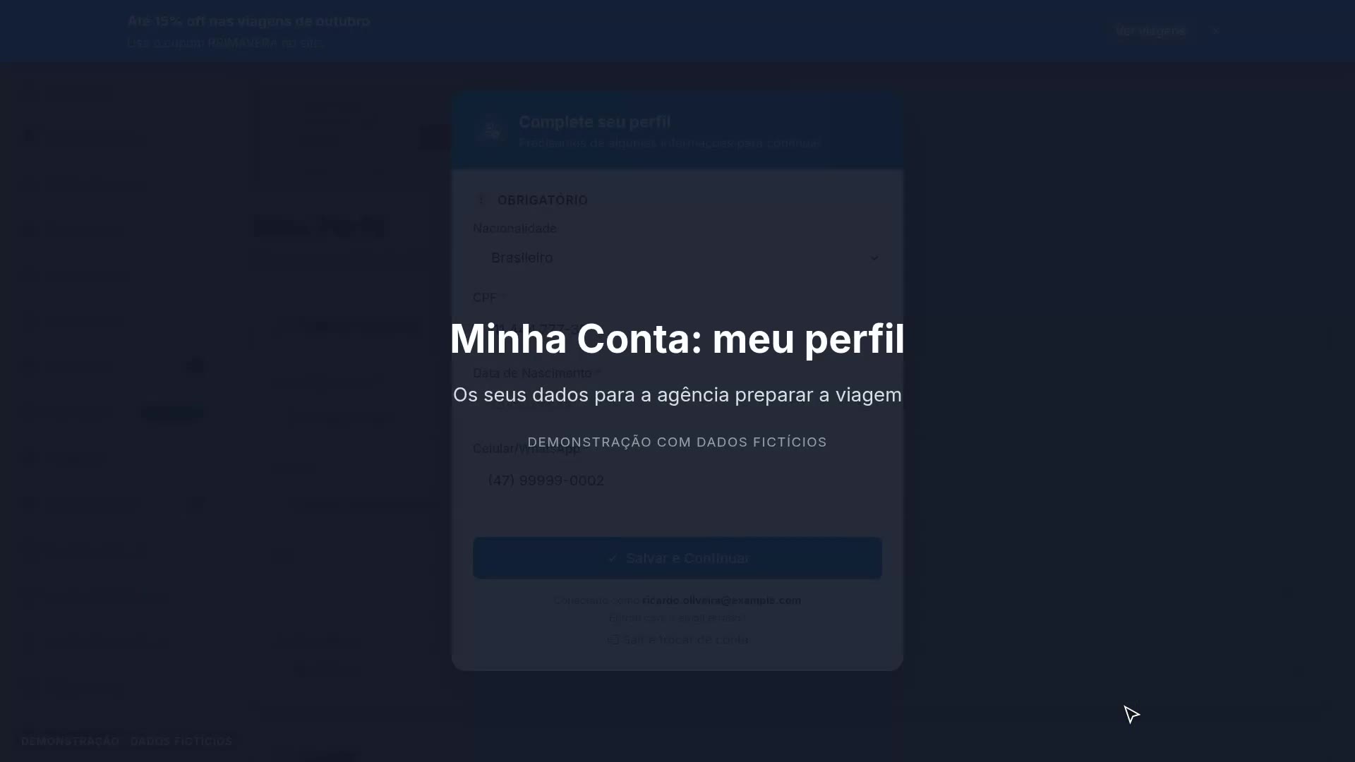 Minha Conta: meu perfil