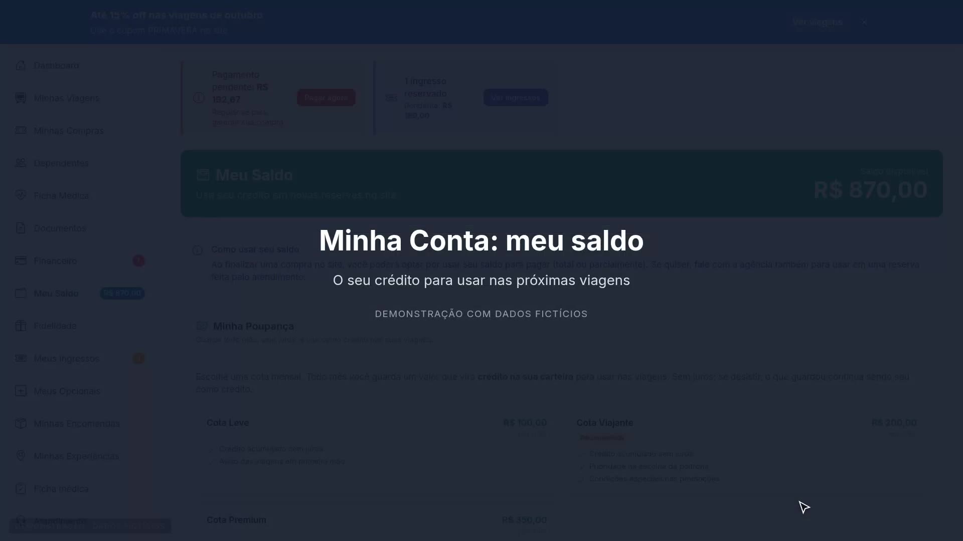 Minha Conta: meu saldo