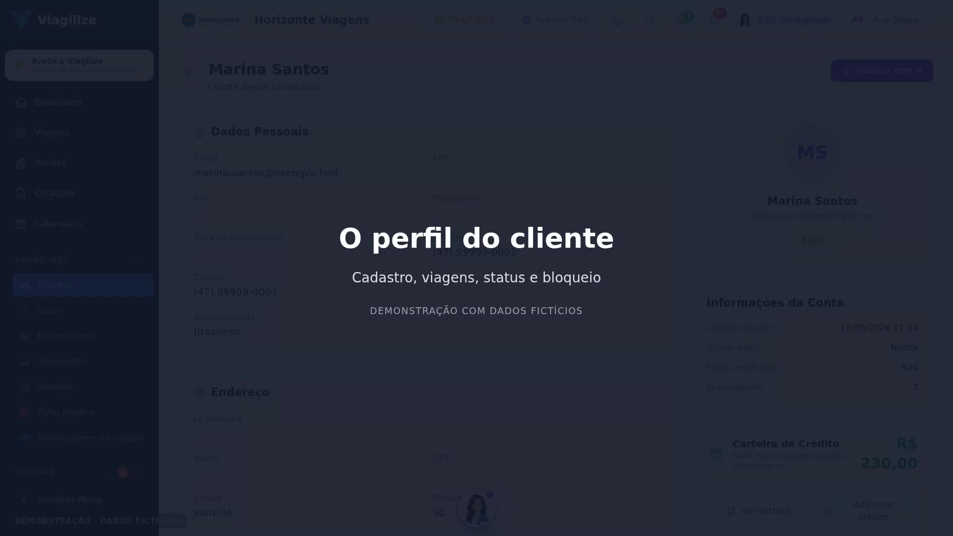 O perfil do cliente: status e bloqueio
