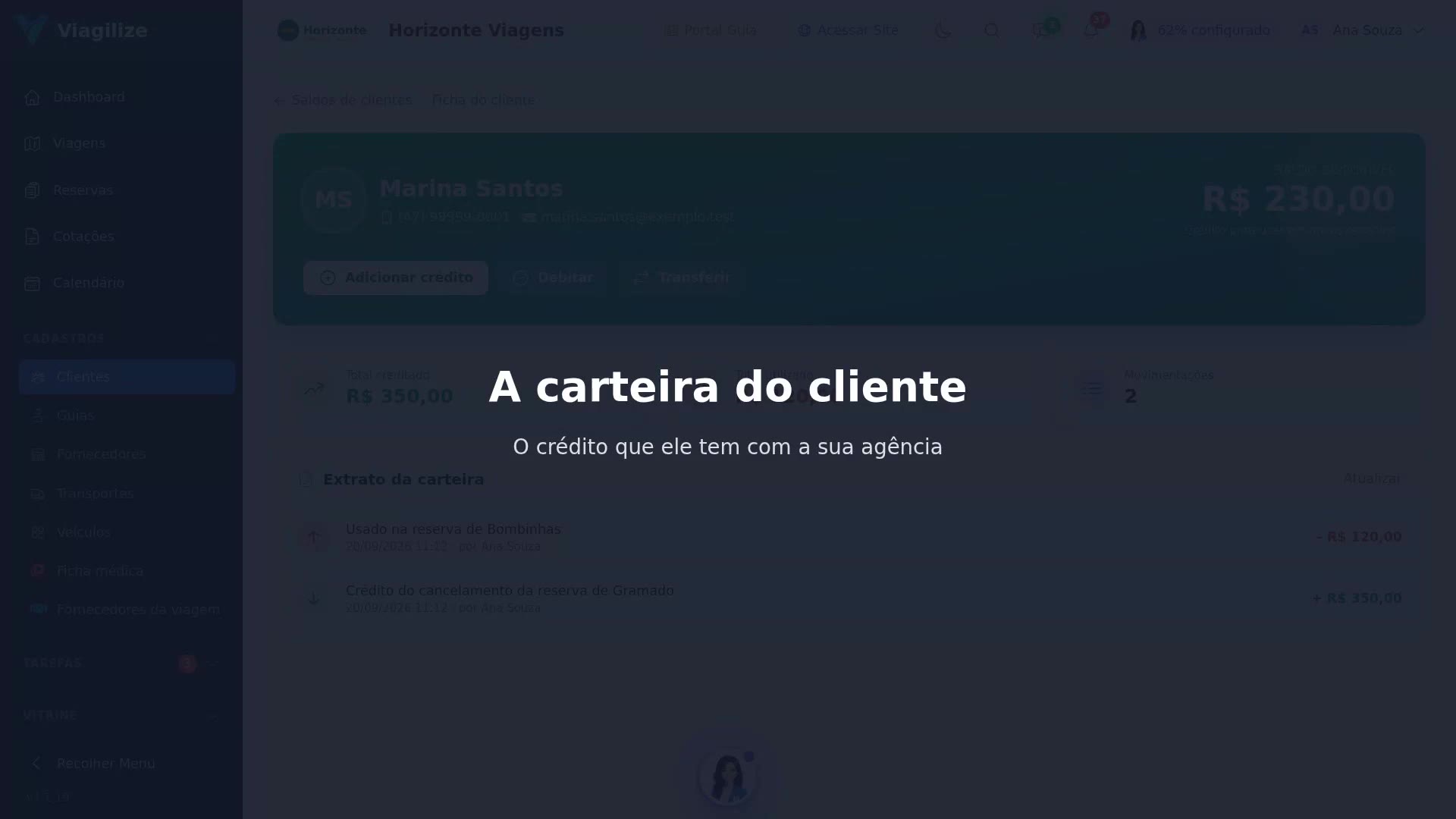 A carteira do cliente