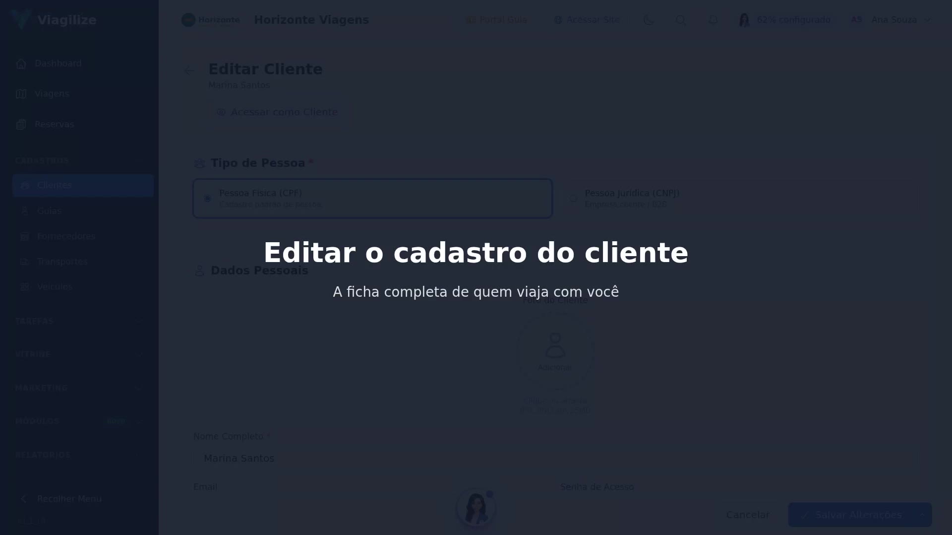 Editar o cadastro do cliente