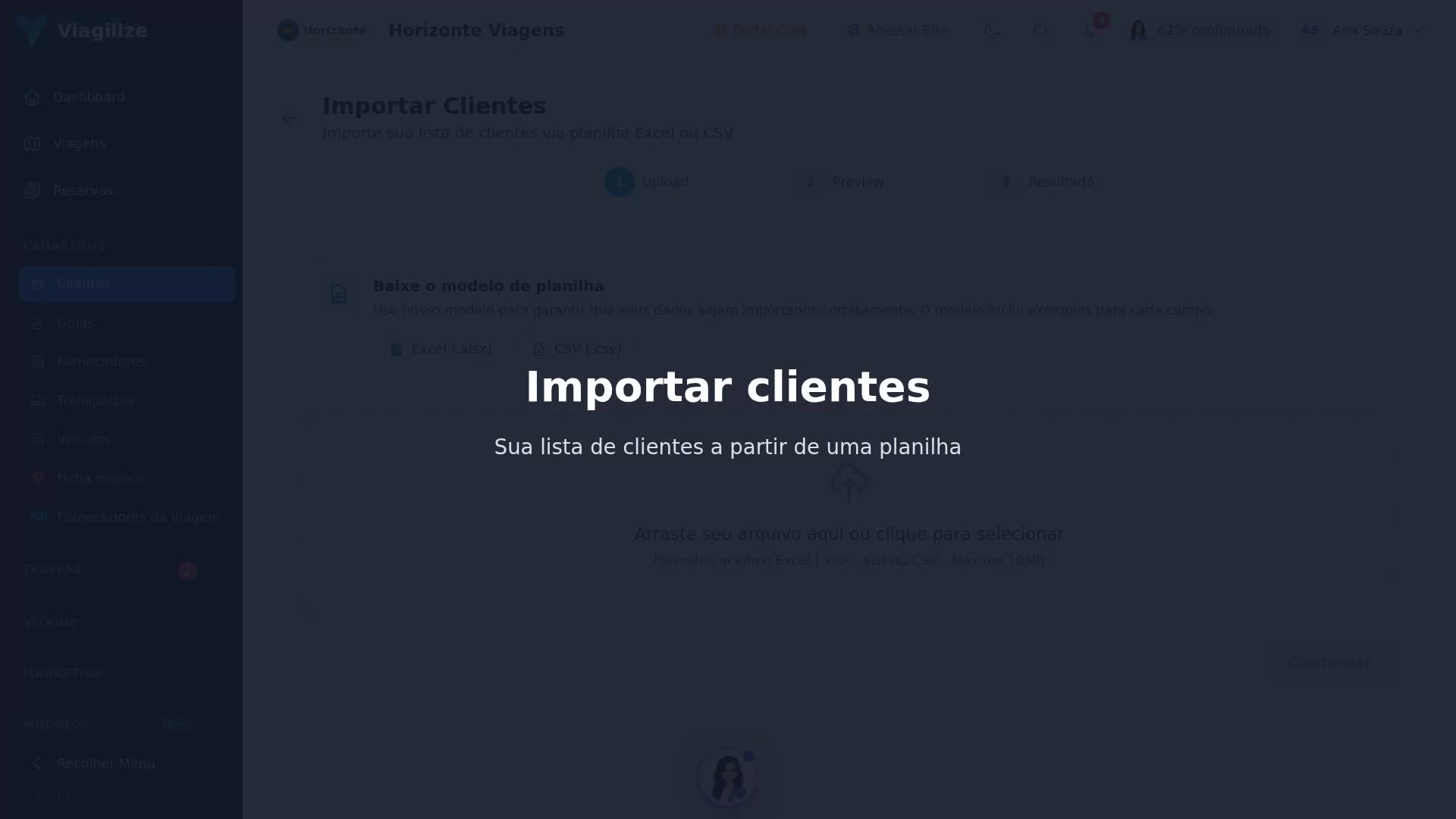 Importar clientes por planilha