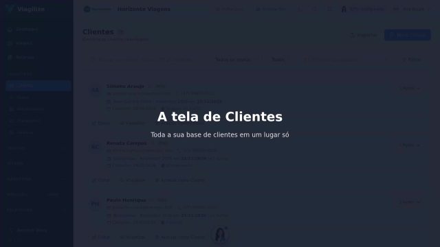 A tela de Clientes