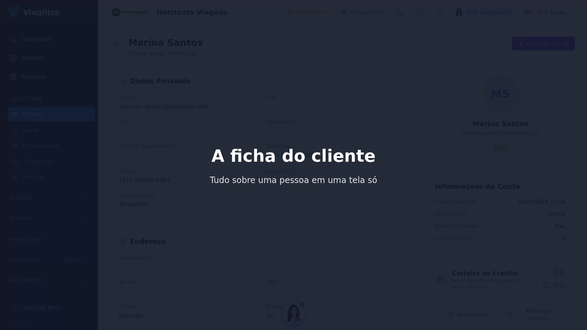 A ficha do cliente