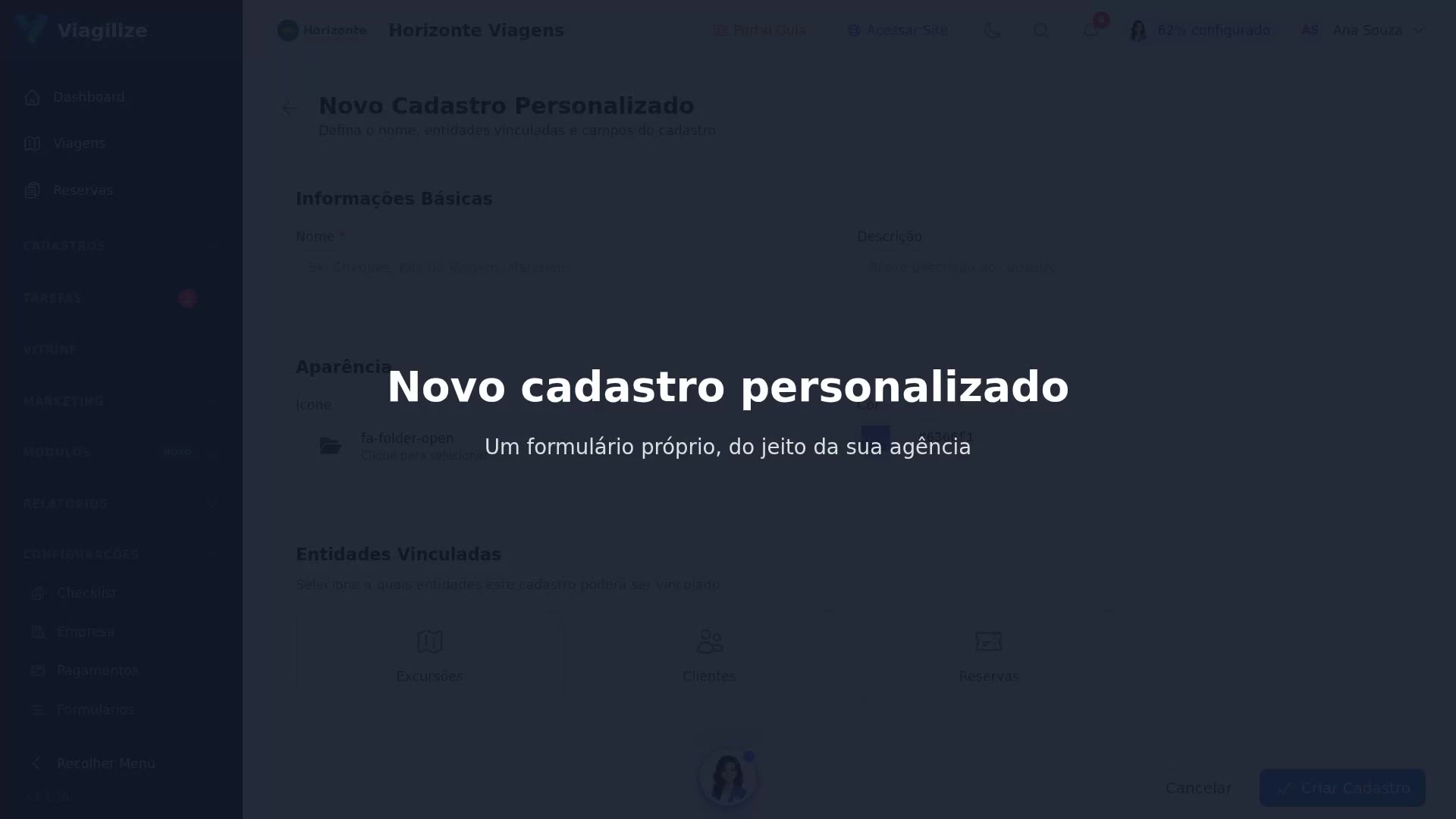 Novo cadastro personalizado