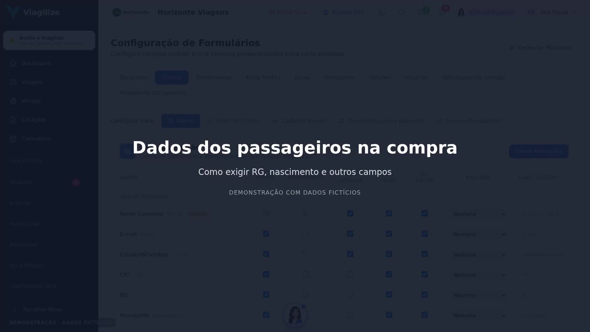 Exigir dados dos passageiros na compra pelo site