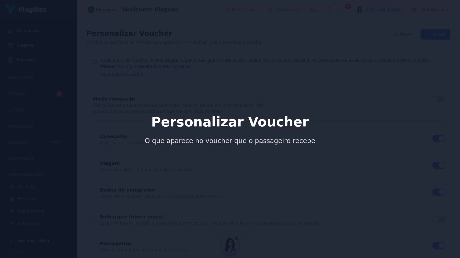 Personalizar o voucher