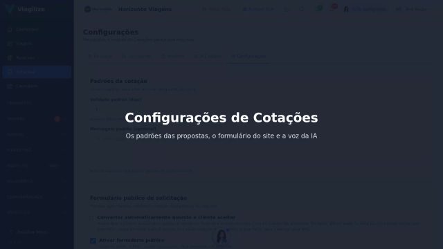 Configurações de Cotações