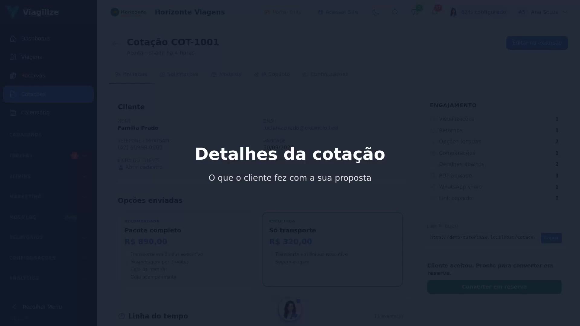 Detalhes da cotação enviada