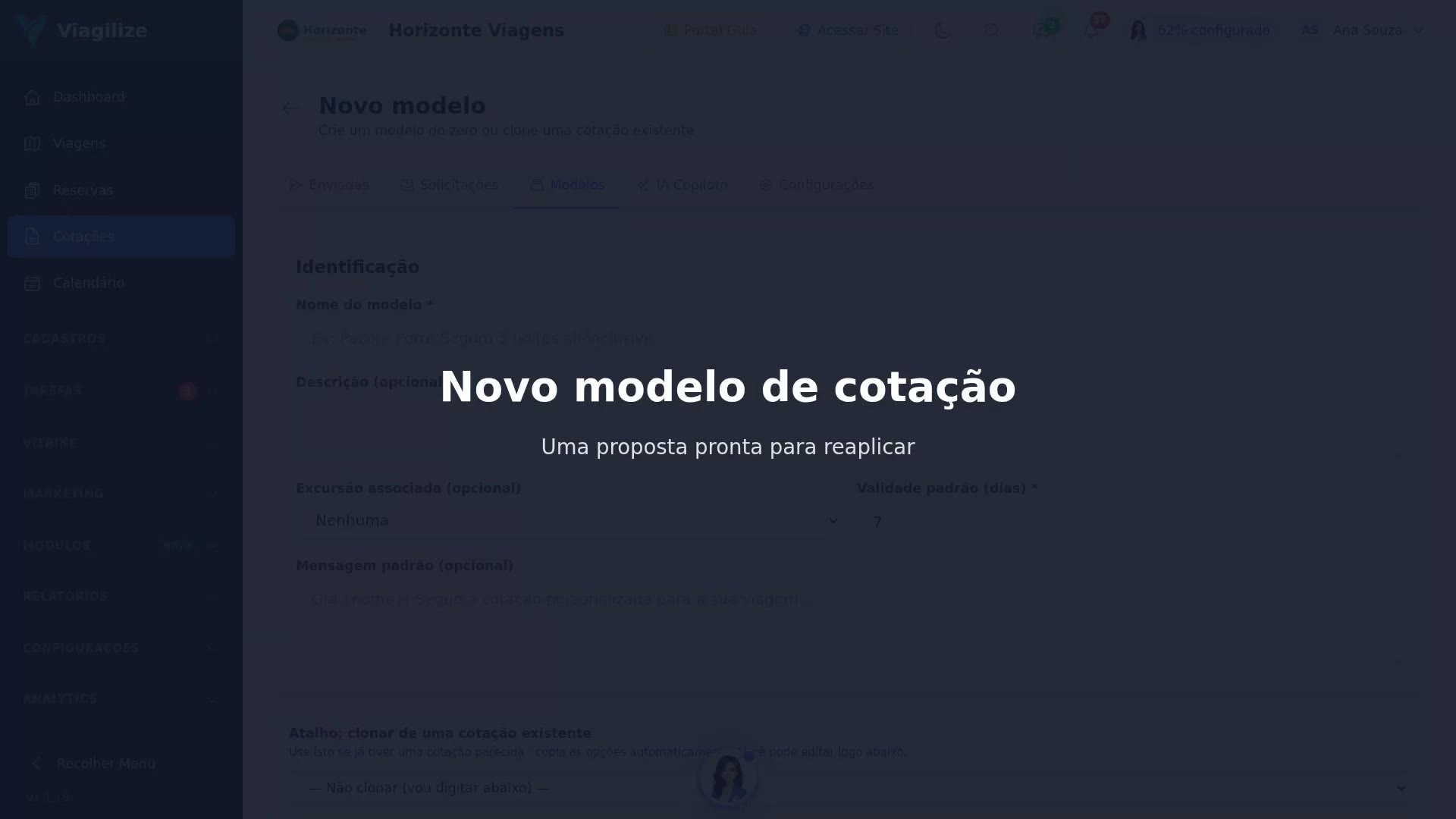 Novo modelo de cotação