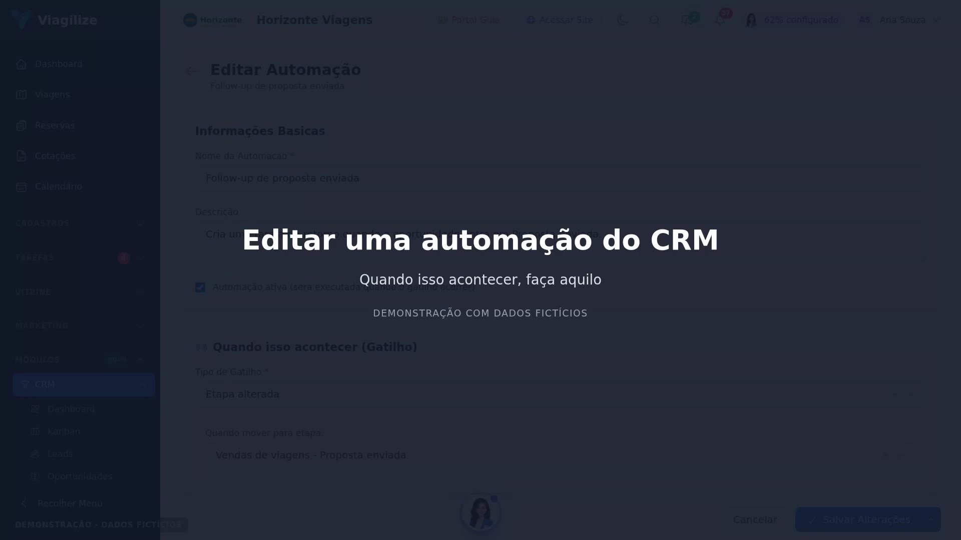 Editar uma automação do CRM