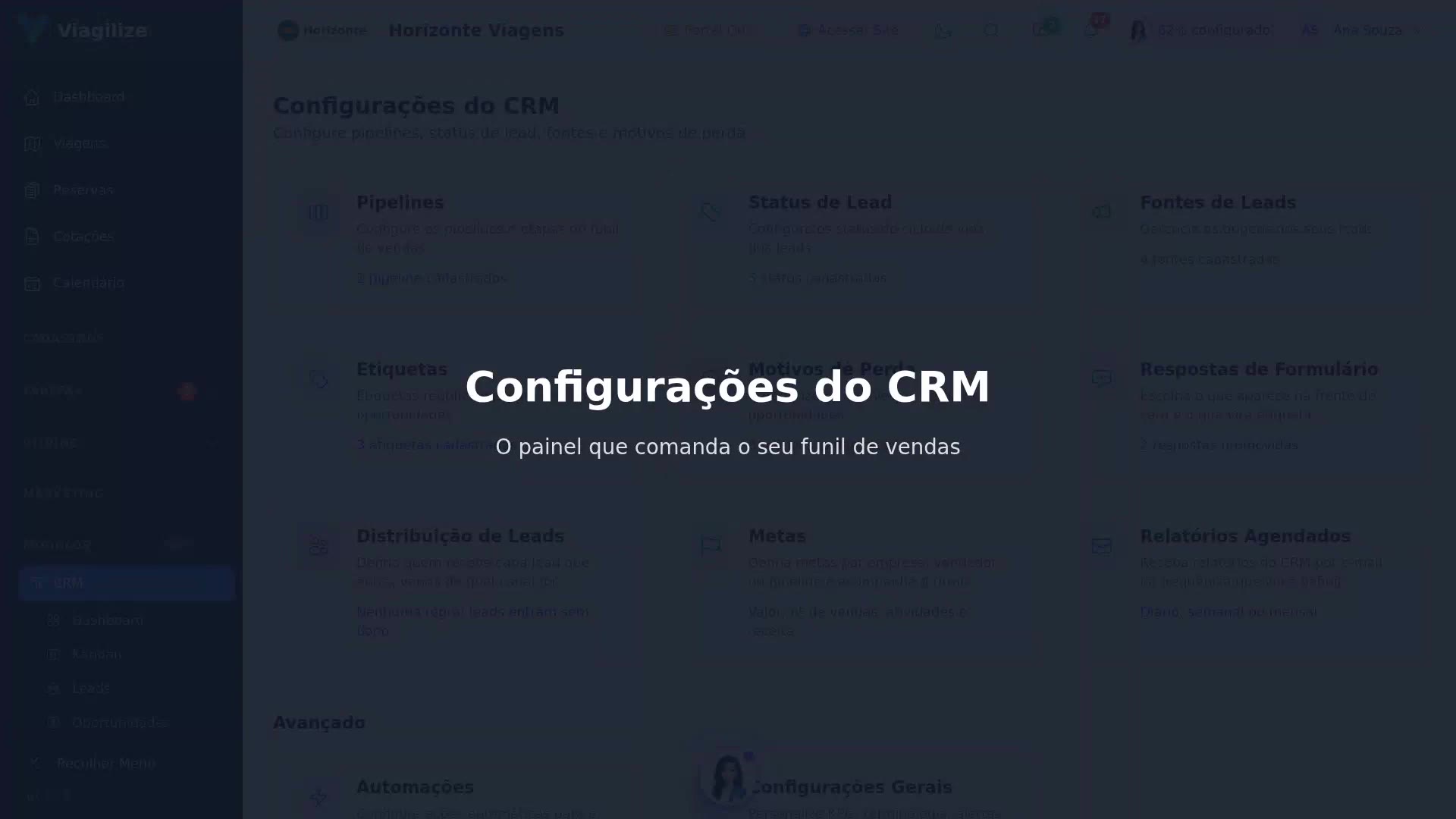 Configurações do CRM