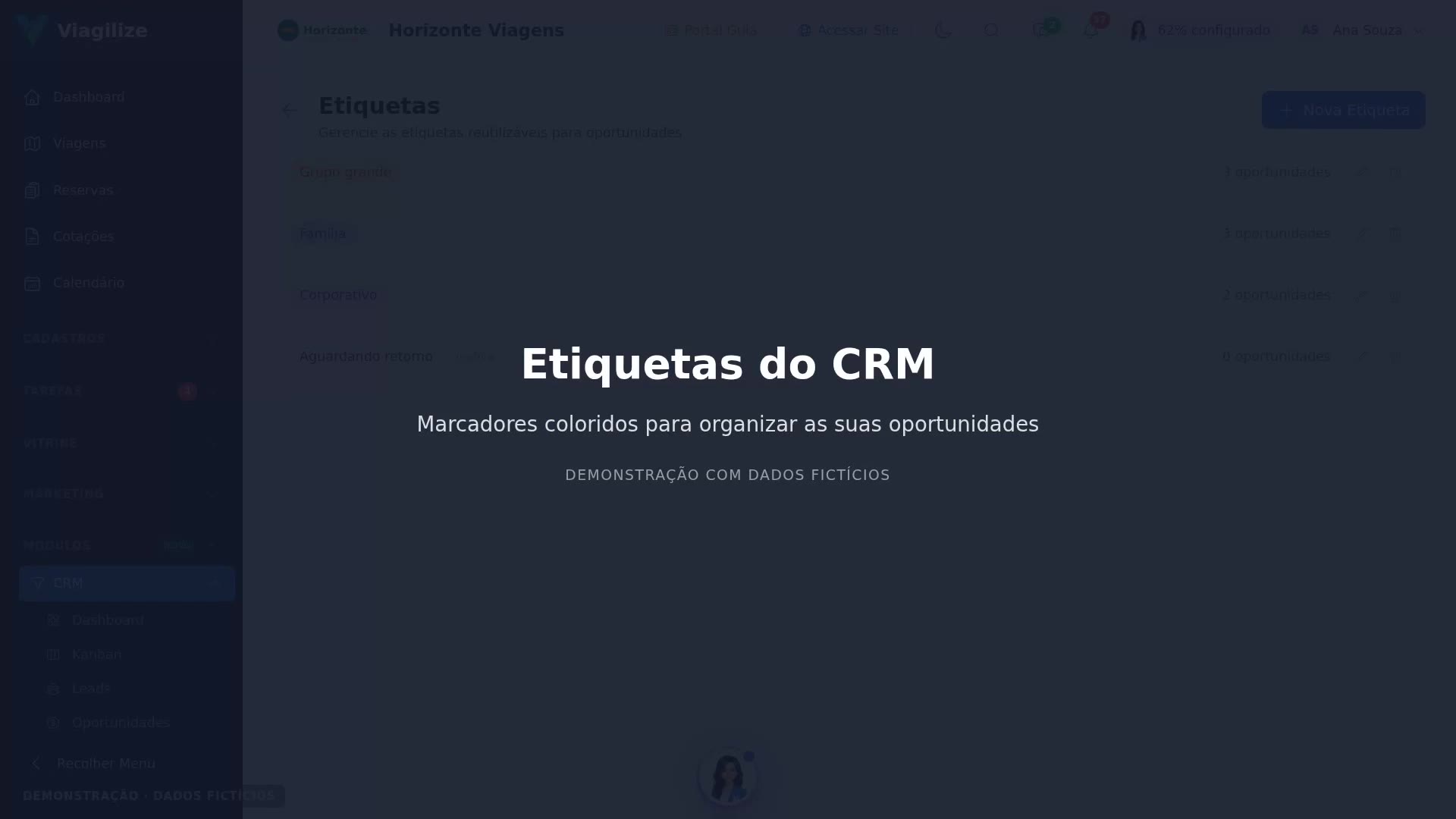 Etiquetas do CRM