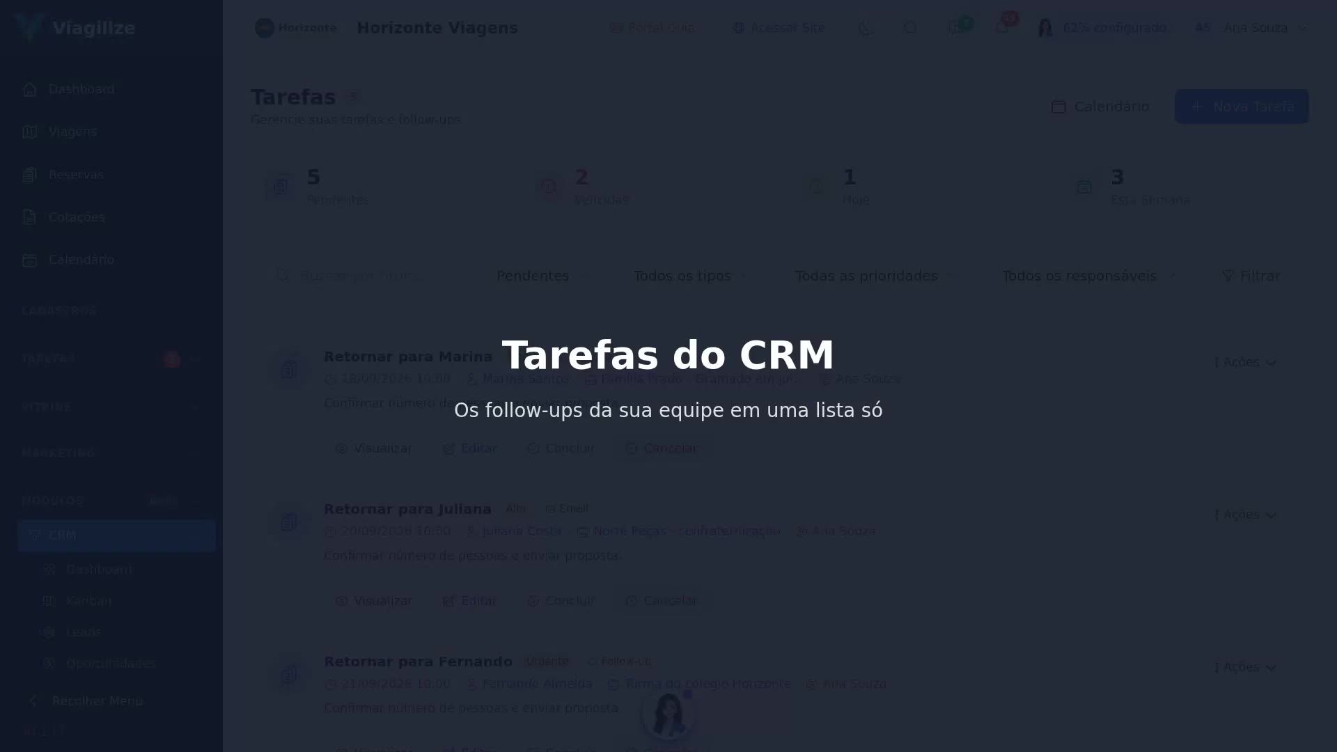 Tarefas do CRM