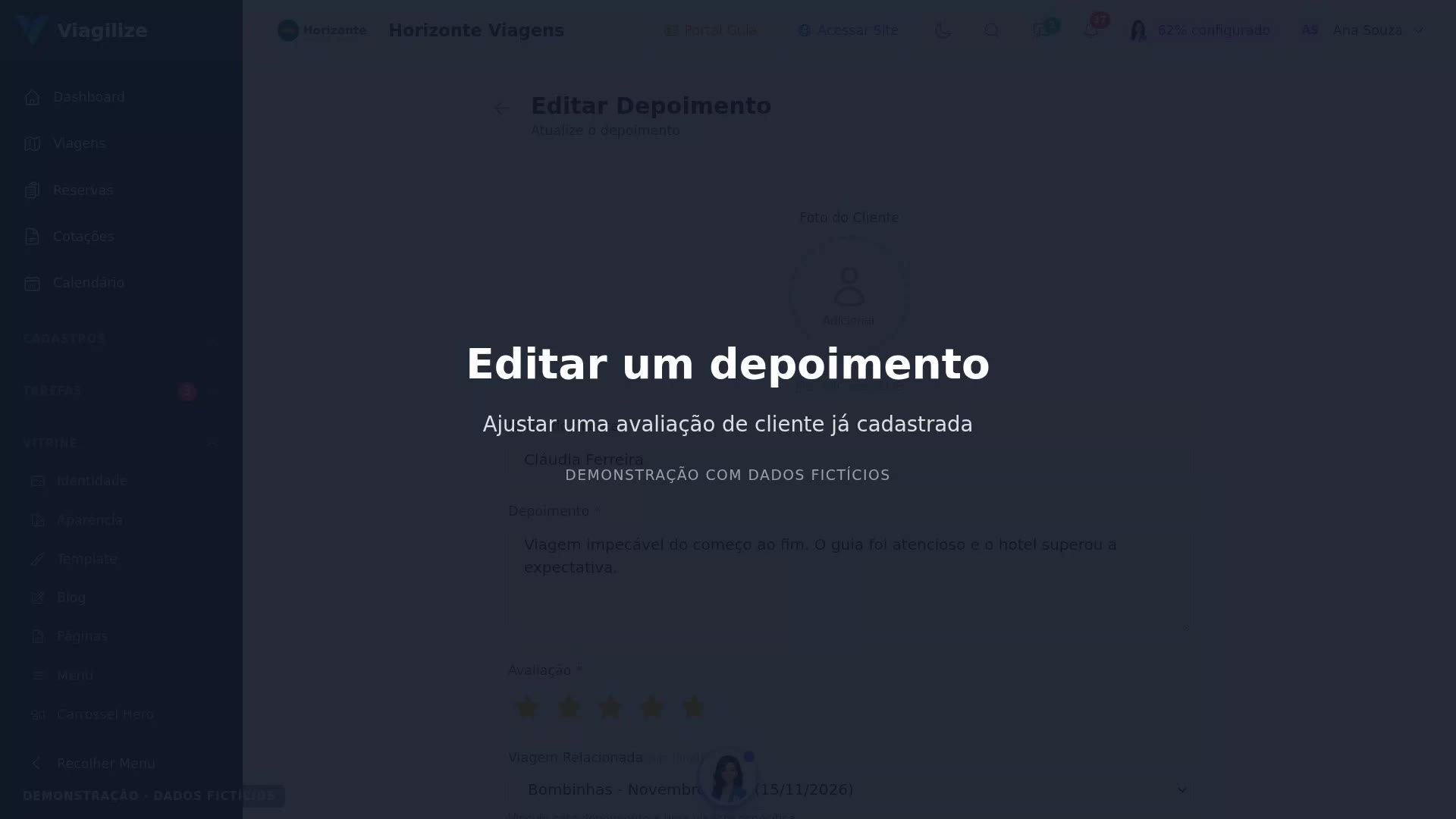 Editar um depoimento