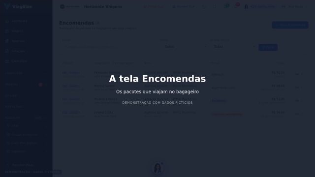 A tela Encomendas