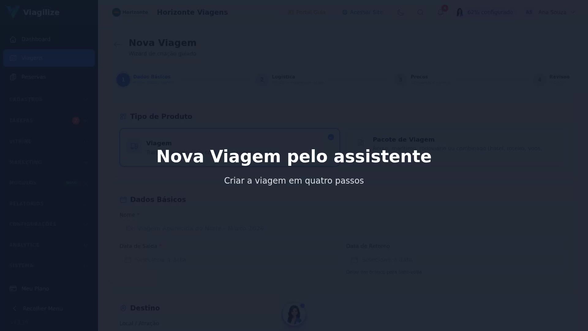 Nova Viagem pelo assistente