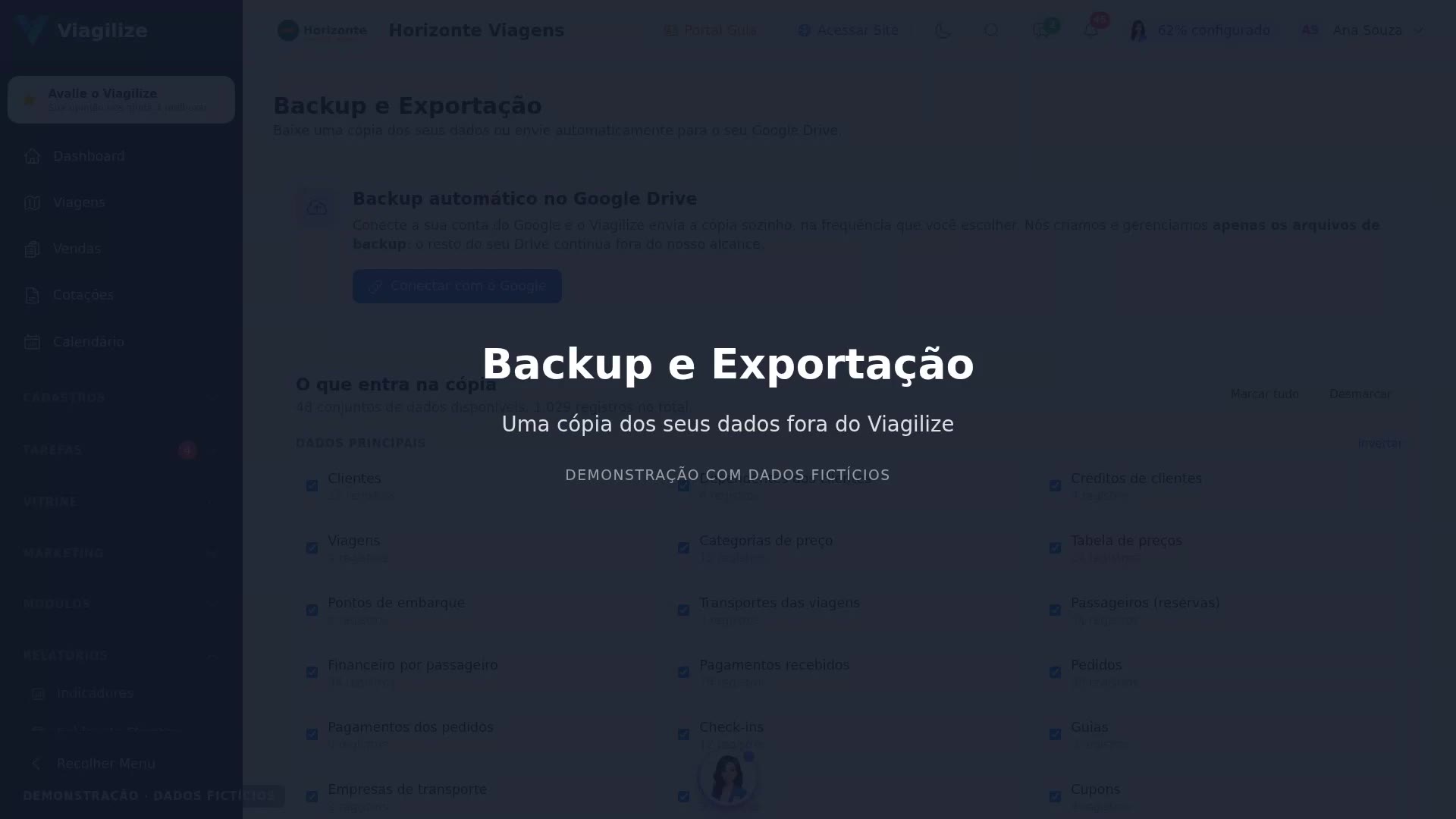 Backup e Exportação