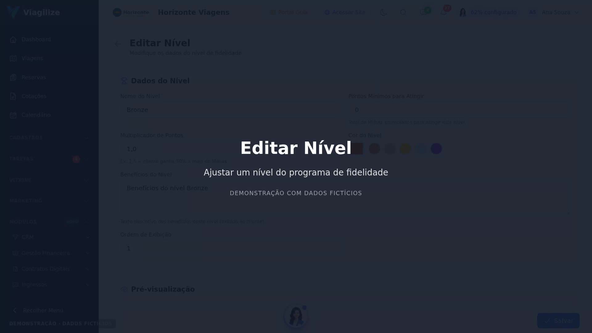 Editar um nível do programa de fidelidade