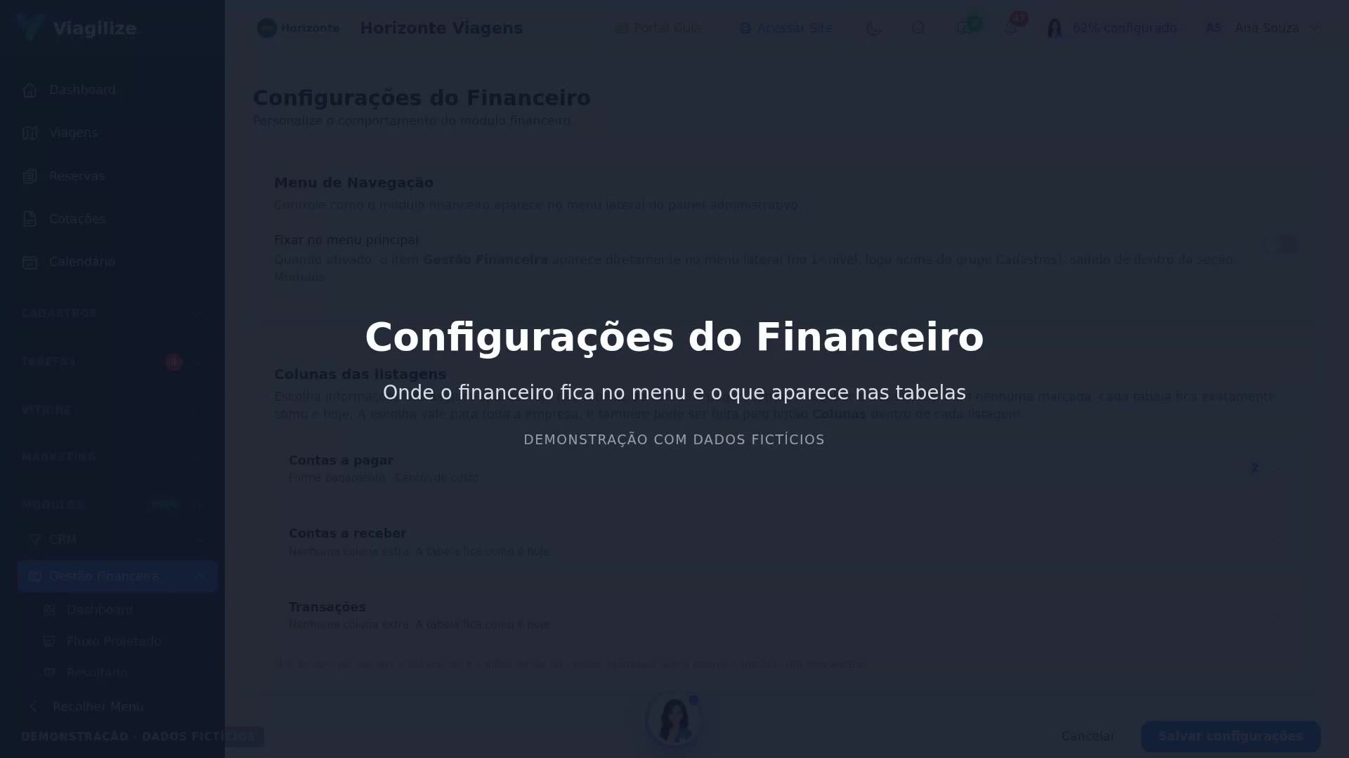 Configurações do Financeiro