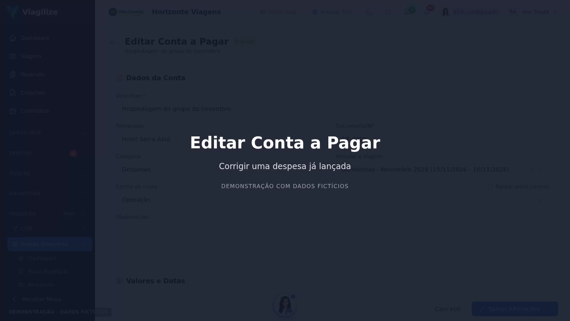 Editar uma conta a pagar