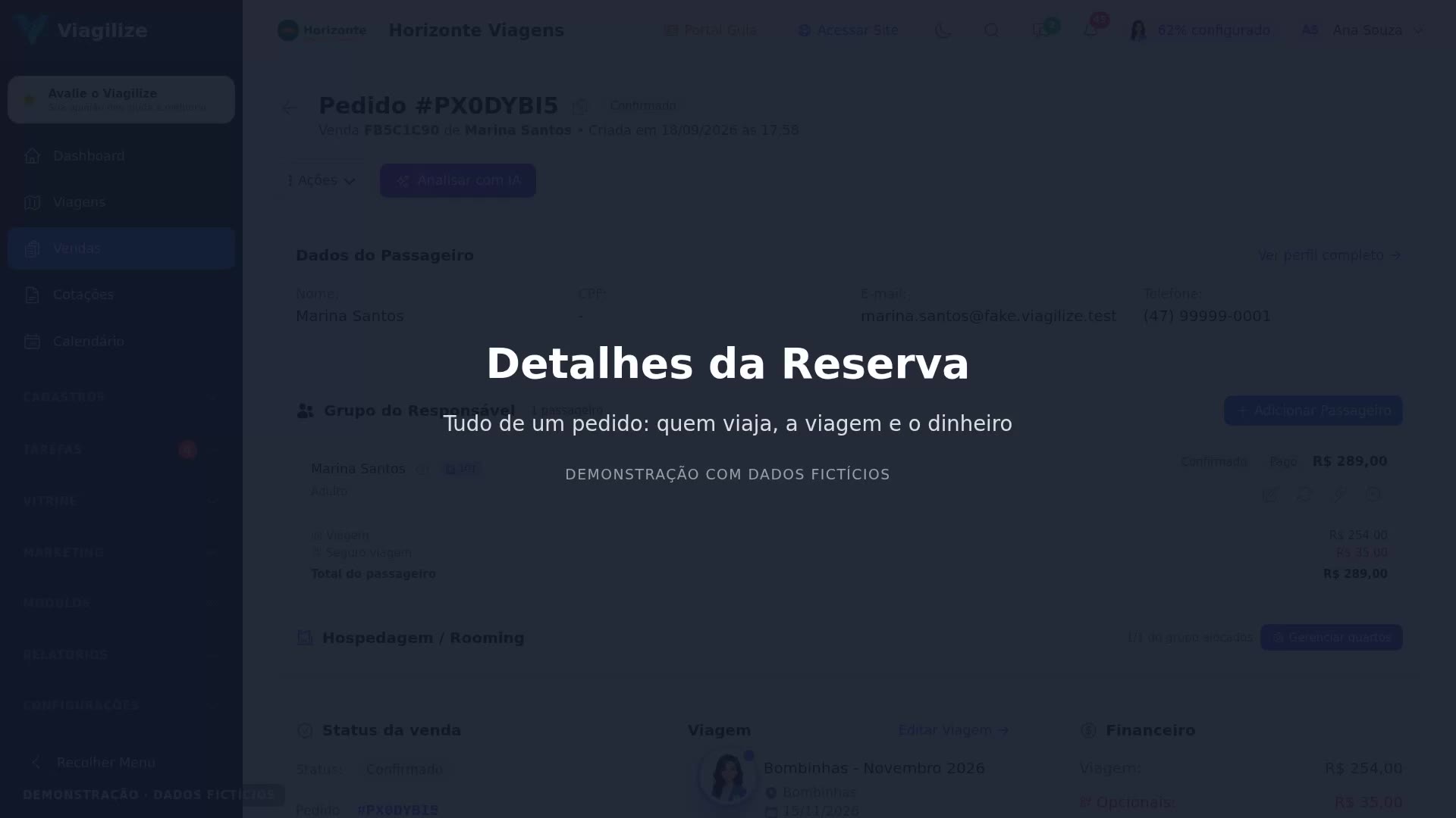 Detalhes da Reserva: o que cada bloco faz