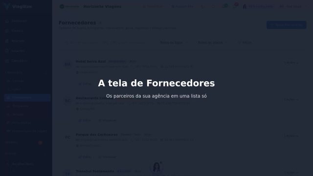 A tela de Fornecedores