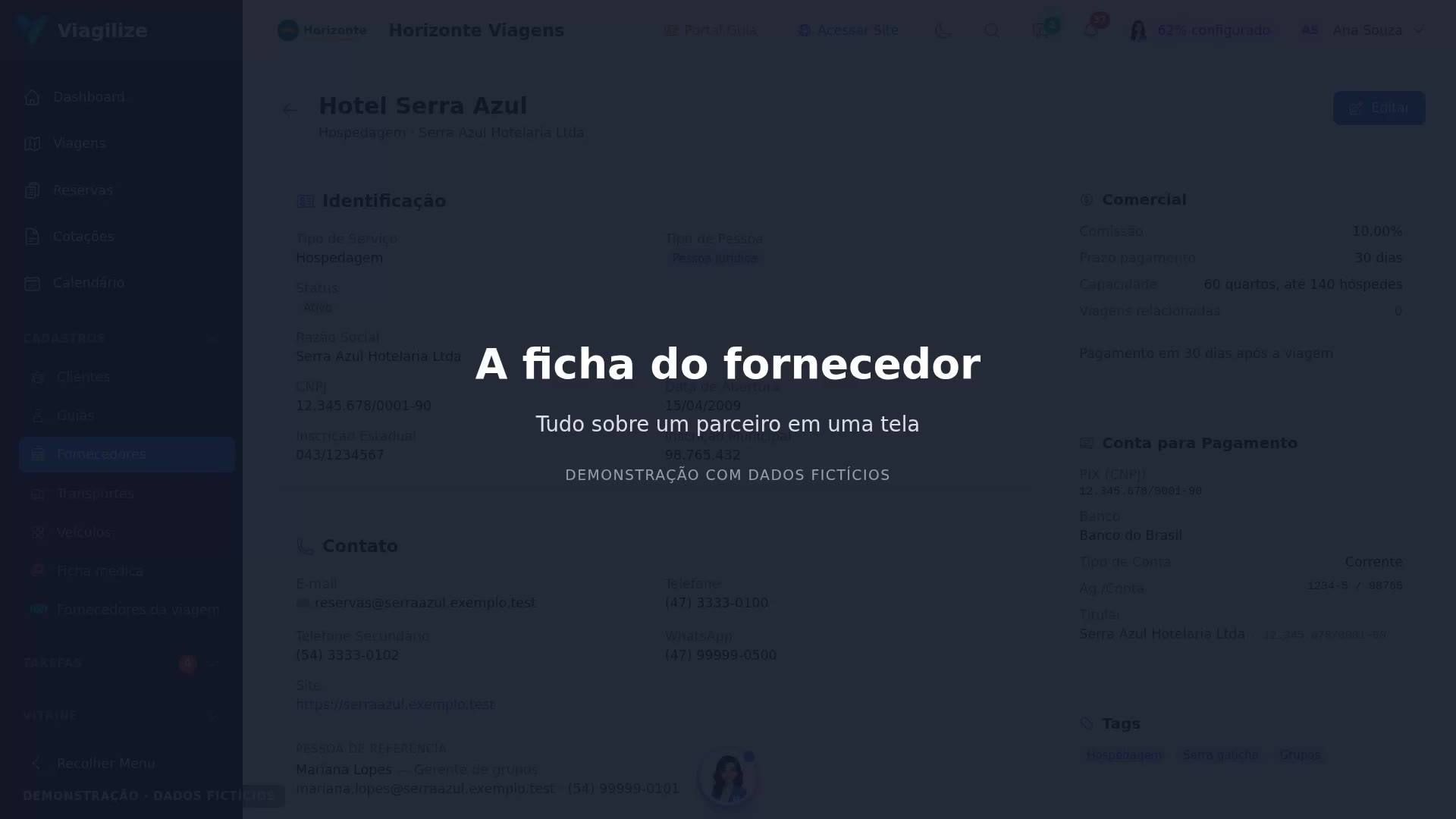 A ficha do fornecedor