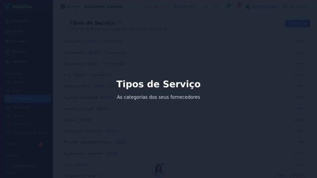 Tipos de Serviço dos fornecedores