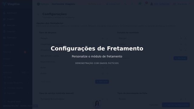 Configurações de Fretamento