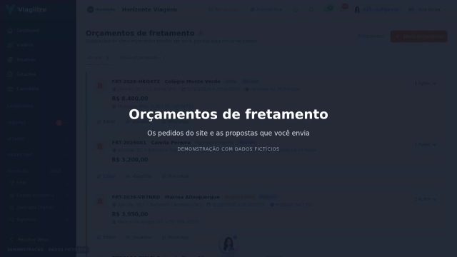 Orçamentos de fretamento