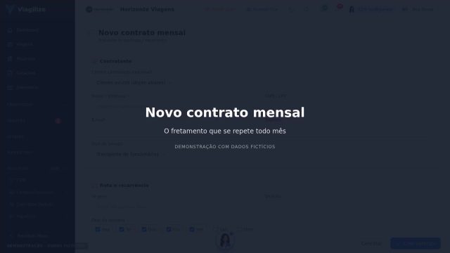 Novo contrato mensal de fretamento