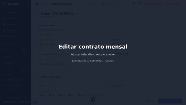 Editar contrato mensal de fretamento