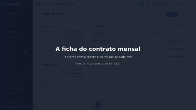 A ficha do contrato mensal de fretamento