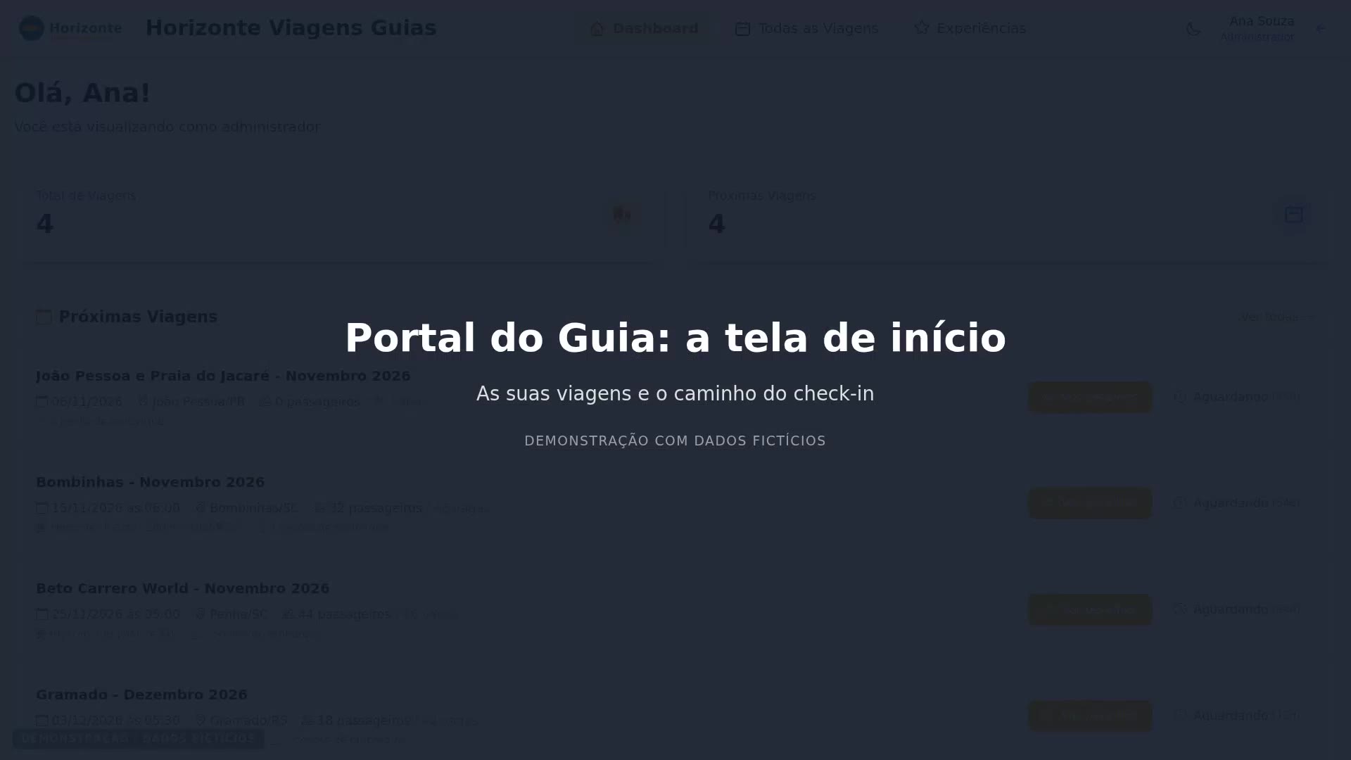 Portal do Guia: a tela de início