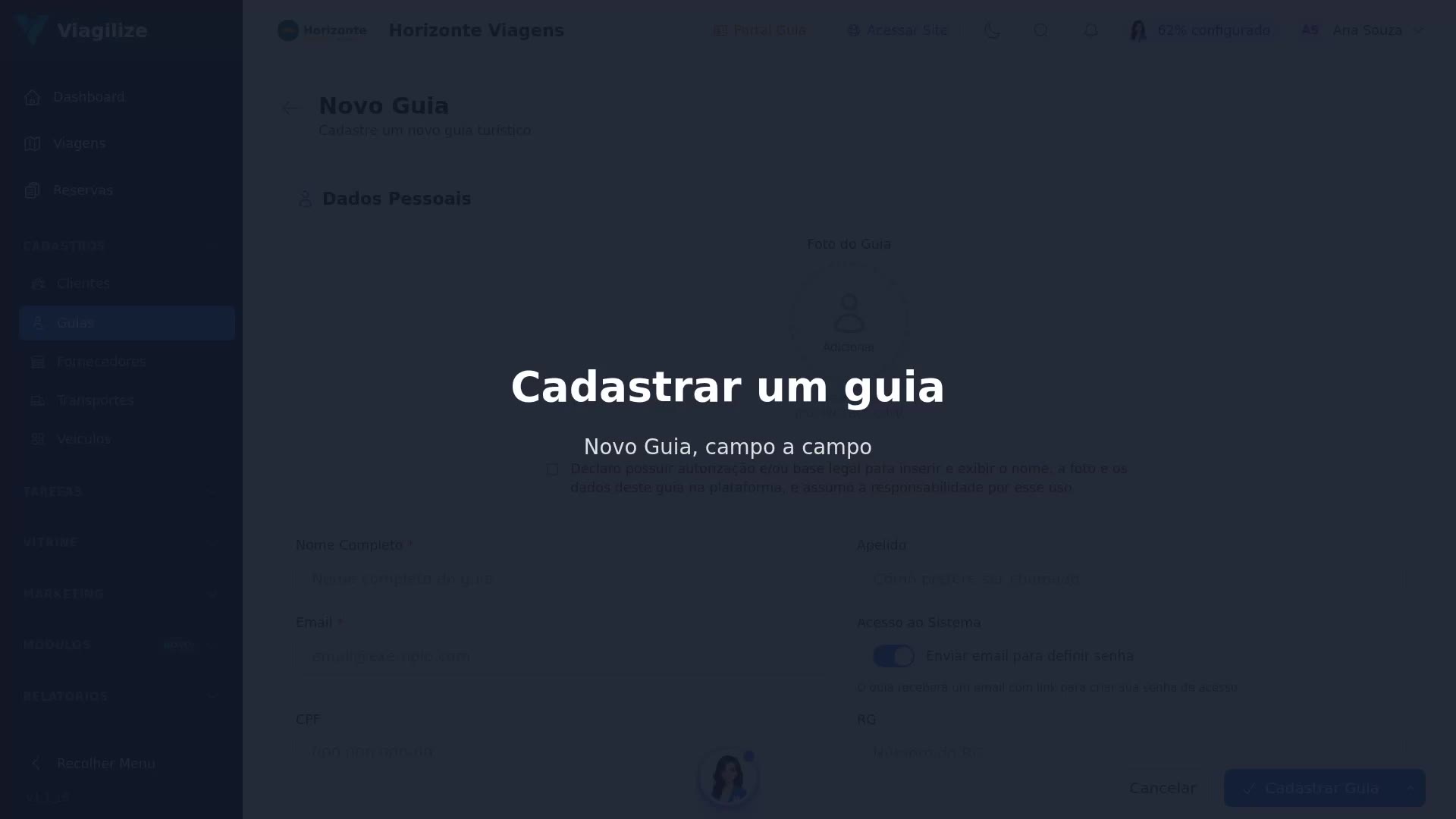 Cadastrar um guia