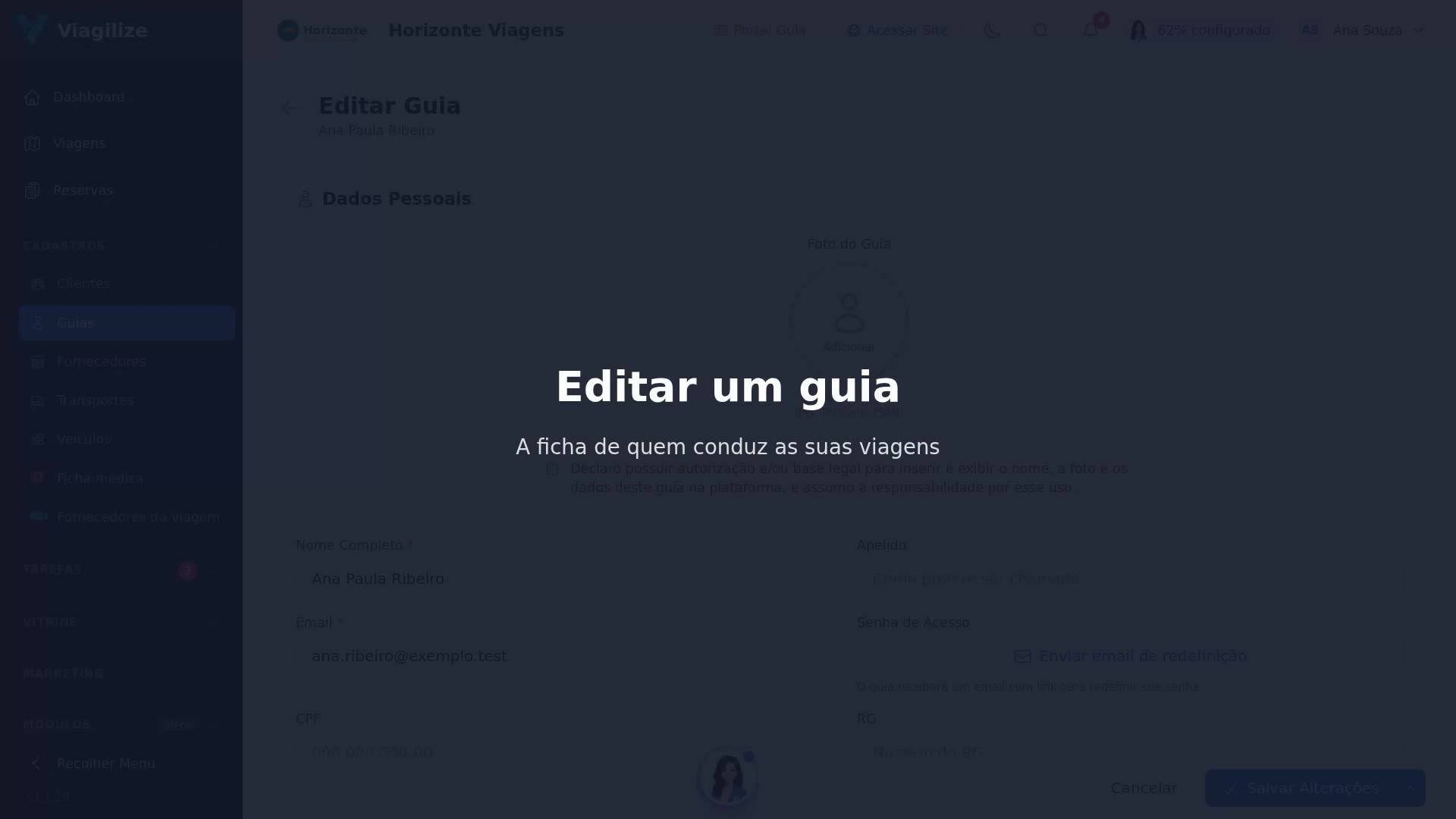 Editar um guia