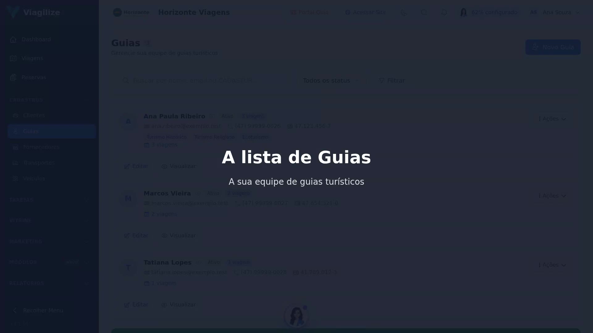A lista de Guias