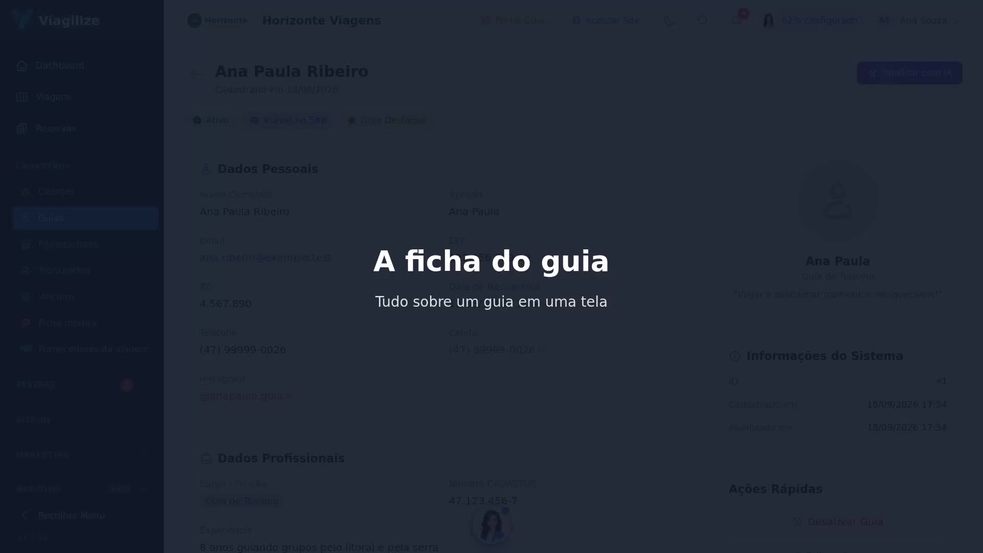 A ficha do guia