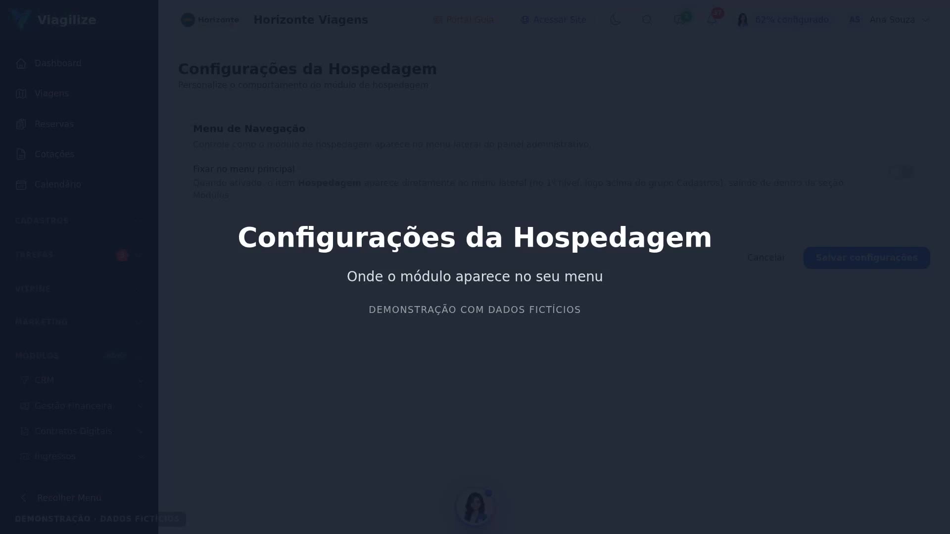 Configurações da Hospedagem