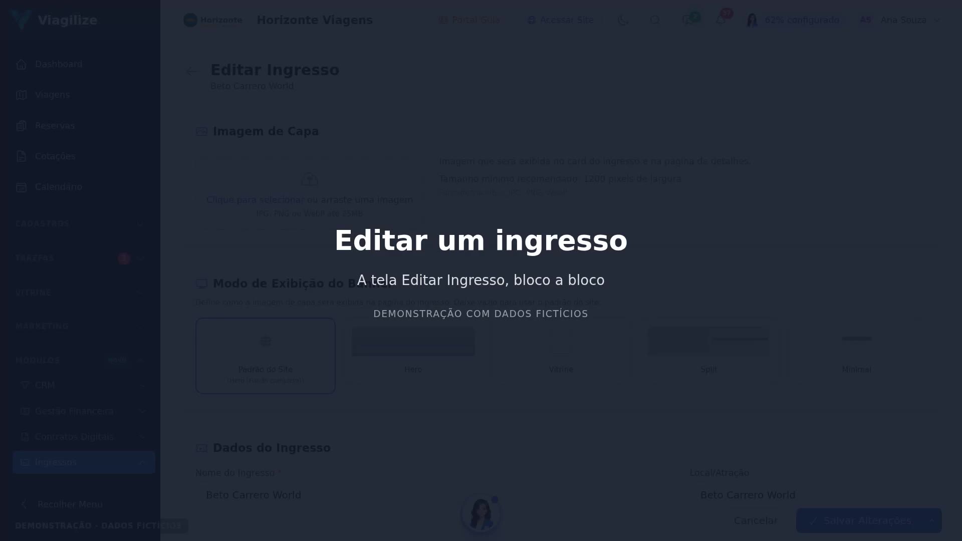 Editar um ingresso