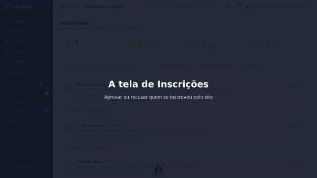 A tela de Inscrições