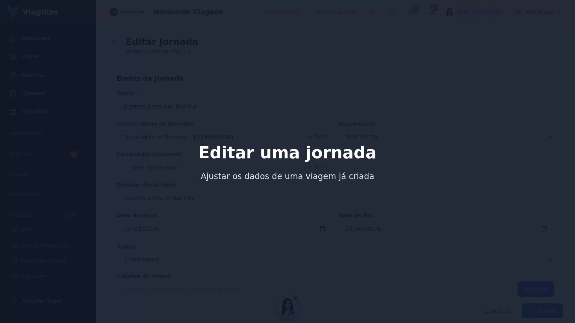 Editar uma jornada