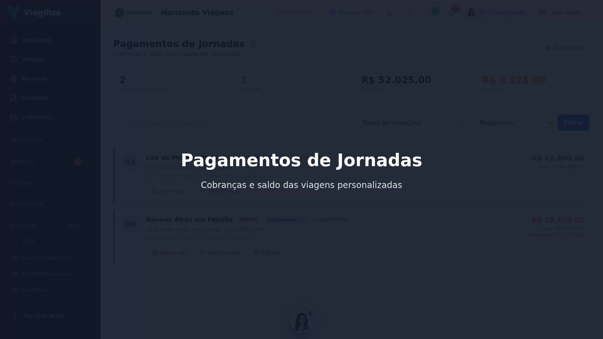Pagamentos de Jornadas
