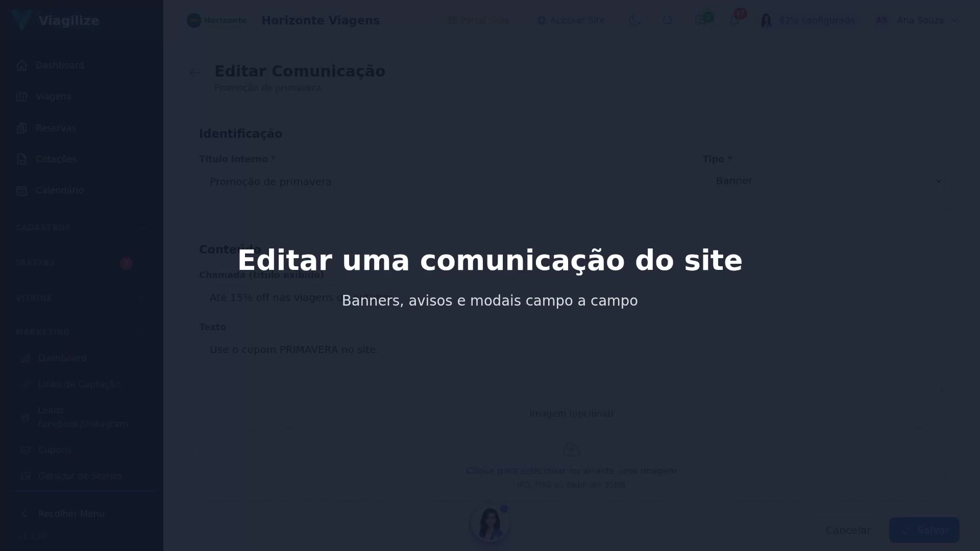 Editar uma comunicação do site